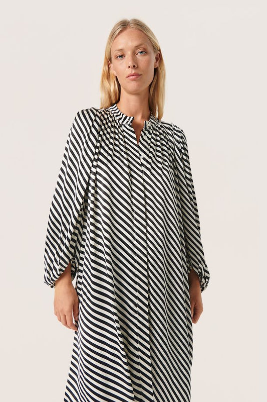 SLSoho Dress Black & White Diagonal Stripe