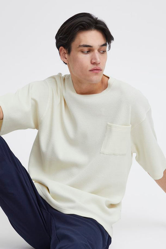 CFTue - Relaxed  Waffle Tee - White Aspargus
